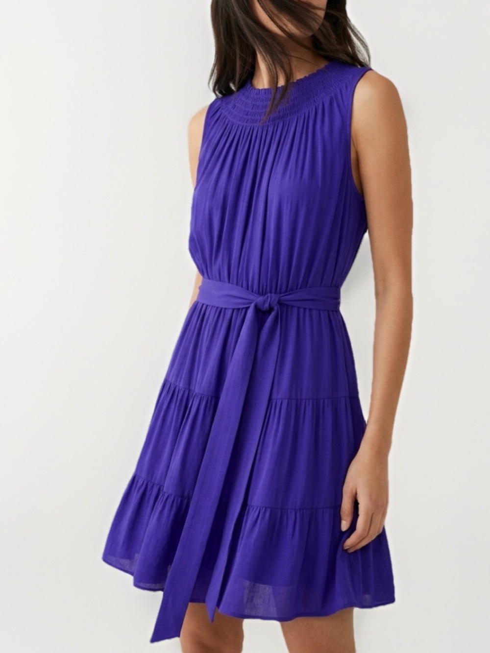 Simply Vera  Sleeveless Royal Purple cocktail Party  event  Tiered Mini Dress L